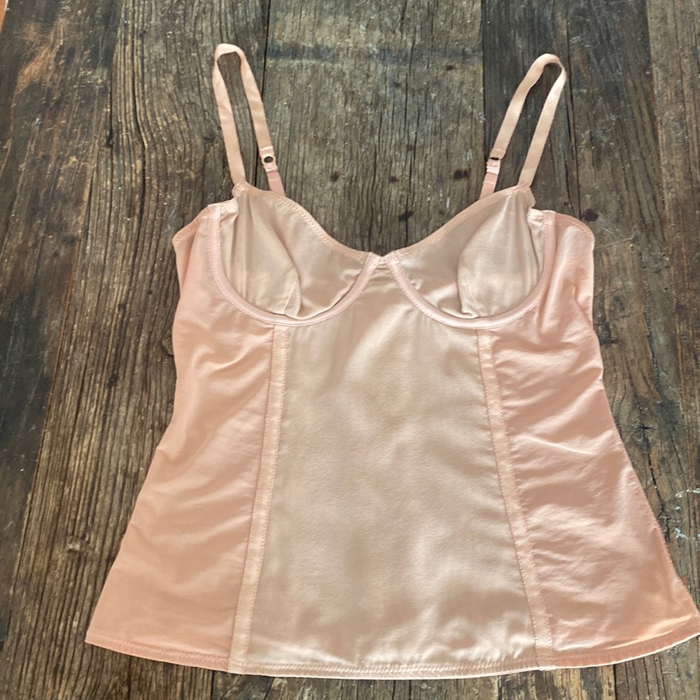 Kiki De Montparnasse Peach Hook & Eye Front Closure Corset Silk Blend